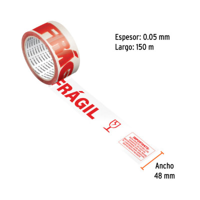 Cinta Impresa Marcación Embalaje Frágil 150x48mm Roja Truper (CFR-150)