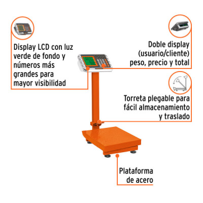 Báscula Plataforma Plegable 80 Kg 30x34x66 Cm Lcd Truper (BAS-80PLA)