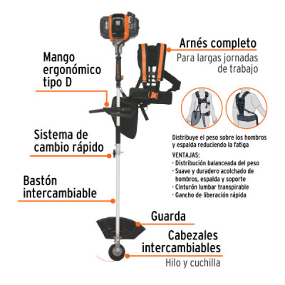 Guadaña Multifuncional 45cc 2hp Truper Motosierra Cortasetos (103205)