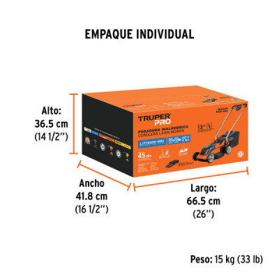 Podadora Inalámbrica Corte 13'' 40v Truper Pro 2 Baterías (103245)