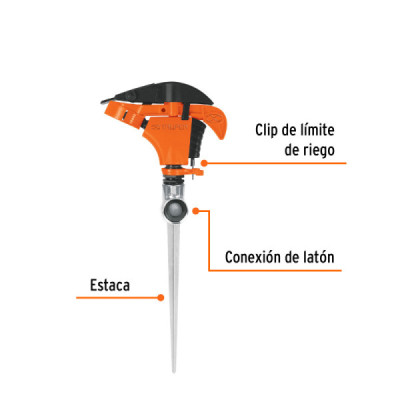 Aspersor Plástico 1 Vía Estaca 20cm Truper Limitador Riego (ASP-P11)
