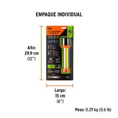Linterna Led 480lm Emergencia Aluminio Truper Luz Lateral (LIREX-480)