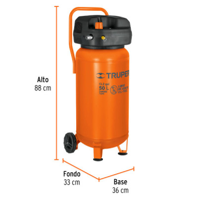 Compresor De Aire 3hp 50l Truper 116 Psi Libre De Aceite (COMP-50S)