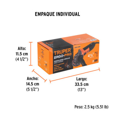 Pulidora Esmeriladora 4.1/2'' 700w Truper Pro Ergo Swtich (13935)