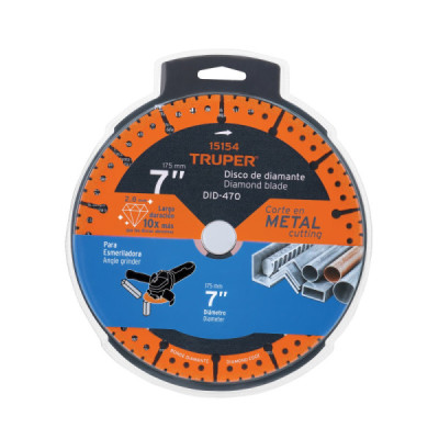 Disco Diamante Corte Metal 7'' 10x Truper Centro 7/8'' (DID-470)