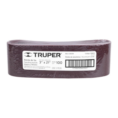 Set 5 Lijas De Banda Madera 3'' X 21'' Truper Tela Grano 100 (BALI-3100M) Set 5 Lijas De Banda Madera 3'' X 21'' Truper Tela Grano 100 (BALI-3100M)