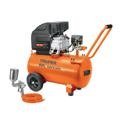 Compresor De Aire 3.1/2hp 50l Truper Con Manguera Y Pistola (COMP-KIT50)