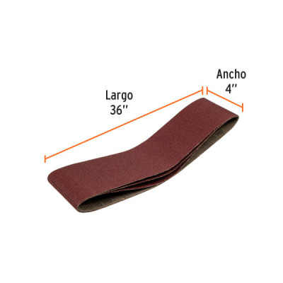 Set 3 Lijas De Banda Madera 4'' X 36'' Truper Tela Grano 80 (B80-PUL-4X6)