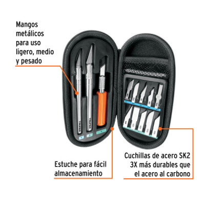 Juego Bisturíes Cutter Tipo Lápiz Sk2 Truper 13 Cuchillas (EXA-11)