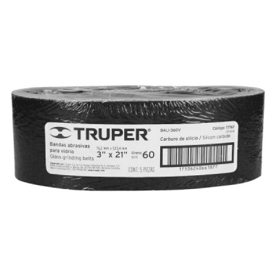 Set 5 Lijas De Banda Vidrio 3'' X 21'' Truper Tela Grano 60 (BALI-360V)