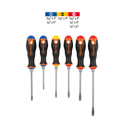 Juego 6 Destornilladores Mixtos Truper Barra Hexagonal Llave (DTJ-6B)