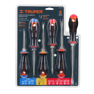 Juego 6 Destornilladores Mixtos Truper Barra Hexagonal Llave (DTJ-6B)