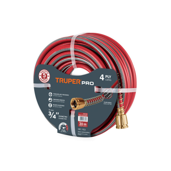 Manguera Super Reforzada 25m X 1/2'' 4 Capas Truper Pro (19793)