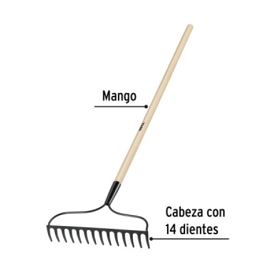 Rastrillo De Arco 14 Dientes 122x34cm Pretul Mango Madera (25054)