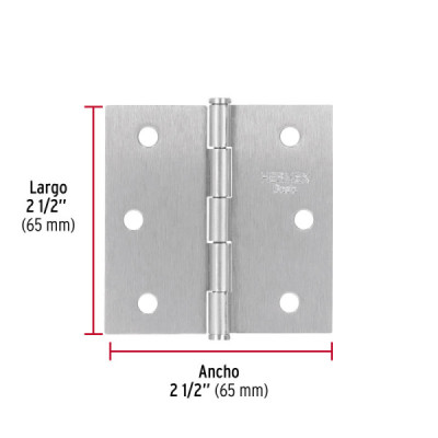Set 20 Bisagras Satinadas 65mm Hermex Basic Con Tornillos (BC-253PP)