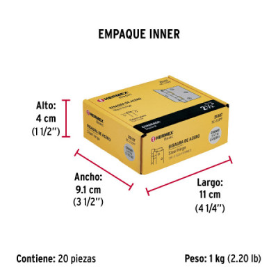 Set 20 Bisagras Satinadas 65mm Hermex Basic Con Tornillos (BC-253PP)