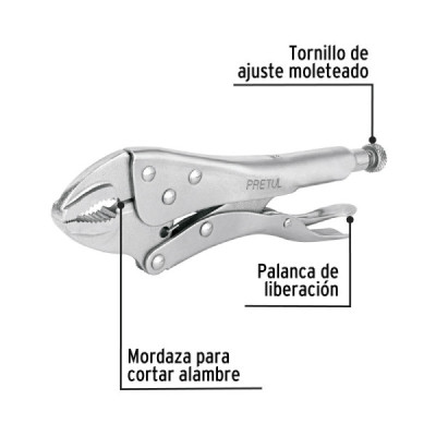 Alicate Presión Hombresolo 10" Curvo Pretul Apertura 2" Truper (PP-10CG)
