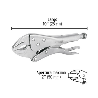 Alicate Presión Hombresolo 10" Curvo Pretul Apertura 2" Truper (PP-10CG)