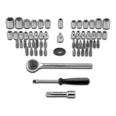 Juego 60 Copas Dados Y Ratchet 1/4'' 3/8'' Mecánico Pretul (JUDA-60P)