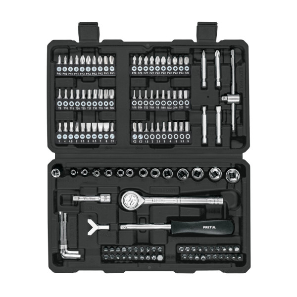 Juego 130 Copas Dados Puntas 1/4'' Mecánico Pretul Estuche (SET-130)