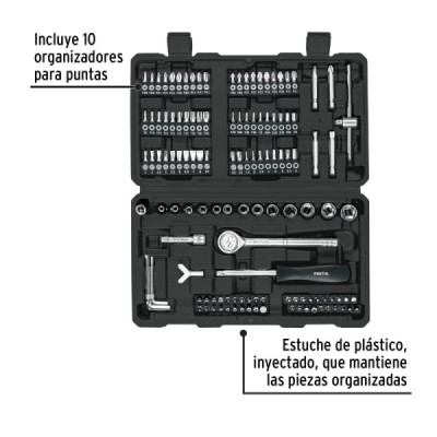 Juego 130 Copas Dados Puntas 1/4'' Mecánico Pretul Estuche (SET-130)