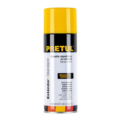 Pintura Aerosol Amarillo Canario 400ml Pretul Secado Rápido (27003)