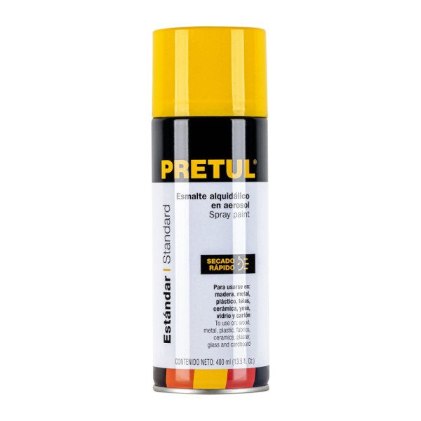 Pintura Aerosol Amarillo Canario 400ml Pretul Secado Rápido (27003)