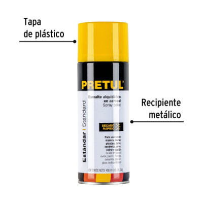 Pintura Aerosol Amarillo Canario 400ml Pretul Secado Rápido (27003)