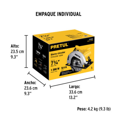 Sierra Circular 7.1/4'' 1200w Pretul Corte 65mm 5000rpm (27098)