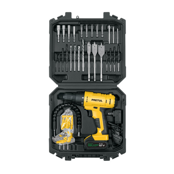 Juego Taladro Inalámbrico 3/8'' 12v Pretul Set Herramientas (27120)