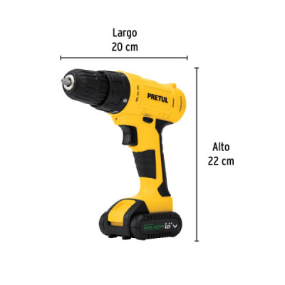 Juego Taladro Inalámbrico 3/8'' 12v Pretul Set Herramientas (27120)