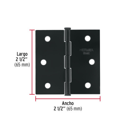 Set 20 Bisagras Negro Mate 65mm Hermex Basic Con Tornillos (BC-256PP)