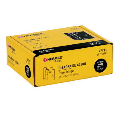 Set 20 Bisagras Negro Mate 65mm Hermex Basic Con Tornillos (BC-256PP)