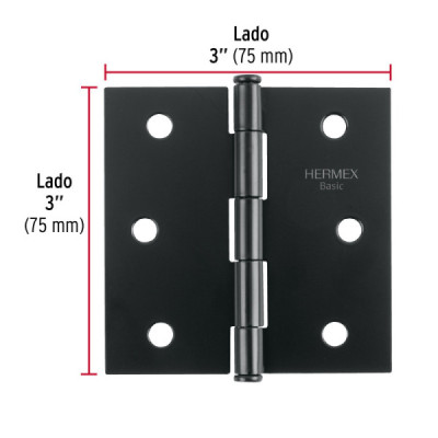 Set 20 Bisagras Negro Mate 75mm Hermex Basic Con Tornillos (BC-306PP)