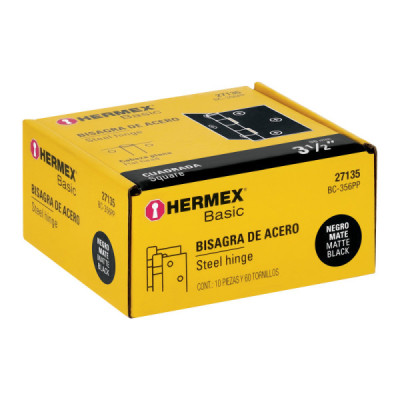 Set 10 Bisagras Negro Mate 90mm Hermex Basic Con Tornillos (BC-356PP)