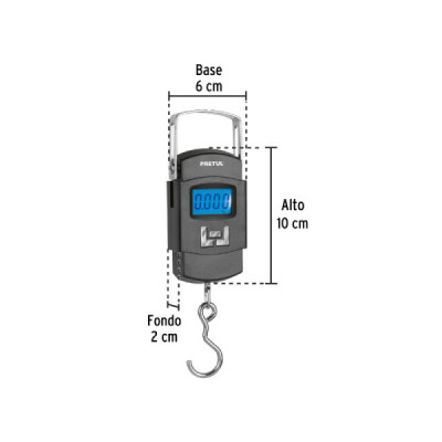 Báscula Electrónica Colgante 50 Kg Lcd Pretul Gancho Acero (BASE-50CP)