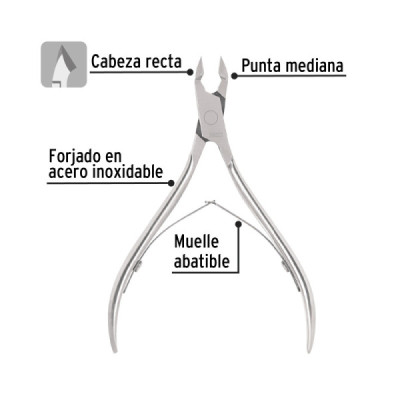 Pinza Corta Cutícula Padrastros Punta Mediana Recta Pretul (28227)