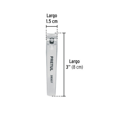 Cortauñas Grande Acero Inoxidable 8 Cm Pretul Curvo Afilado (28307)