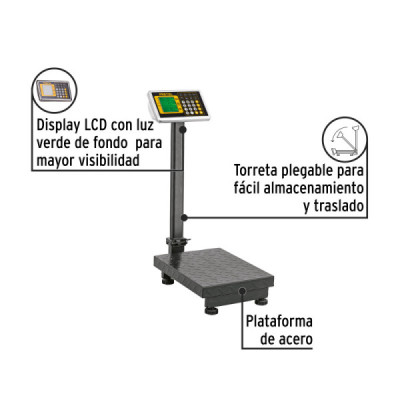 Báscula Plataforma Plegable 100 Kg 30x40x74 Cm Lcd Pretul (BÁSCULA)