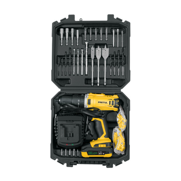 Juego Taladro Percutor 1/2'' 20v Pretul Con Set Herramietas (29000)