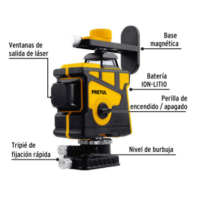 Nivel Láser 12 Líneas Cruzadas 25m 360 Pretul Con Tripié (29005) Nivel Láser 12 Líneas Cruzadas 25m 360 Pretul Con Tripié (29005)