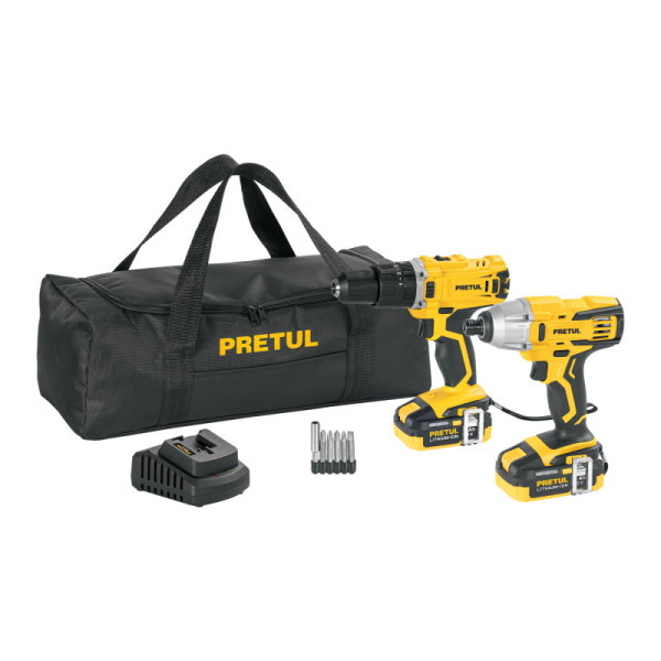 Combo Taladro Percutor Atornillador Inalámbrico 20v Pretul (29020)