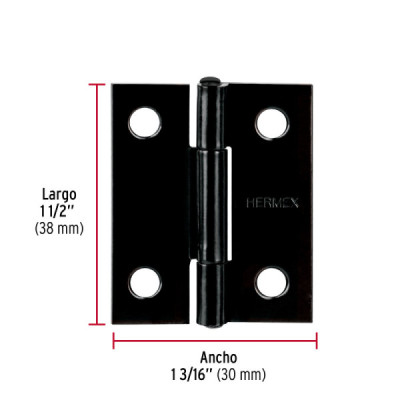 Set 20 Bisagras Negro Mate 38x30mm Hermex Incluye Tornillos (BR-156)