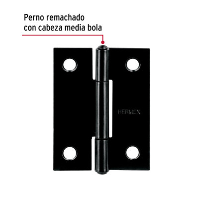 Set 20 Bisagras Negro Mate 50x38mm Hermex Incluye Tornillos (BR-206)