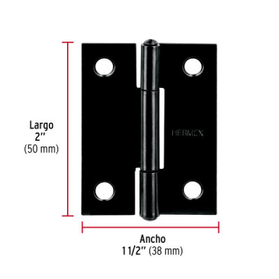 Set 20 Bisagras Negro Mate 50x38mm Hermex Incluye Tornillos (BR-206)