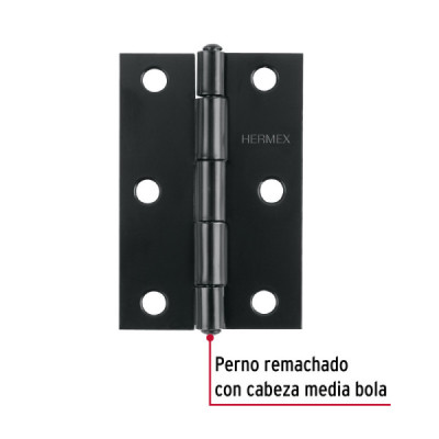 Set 20 Bisagras Negro Mate 65x40mm Hermex Incluye Tornillos (BR-256)
