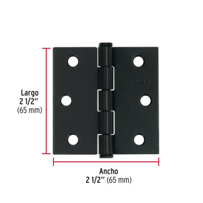 Set 10 Bisagras Negro Mate 65x1.5mm Hermex Incluye Tornillos (BC-256P)