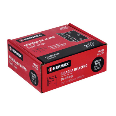 Set 10 Bisagras Negro Mate 65x1.5mm Hermex Incluye Tornillos (BC-256P)