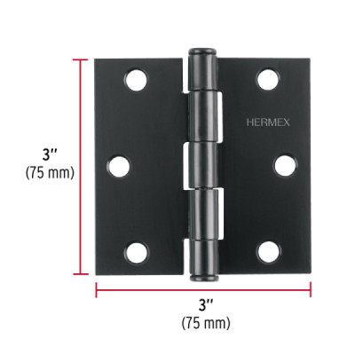 Set 10 Bisagras Negro Mate 75x1.5mm Hermex Incluye Tornillos (BC-306P)