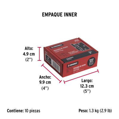 Set 10 Bisagras Negro Mate 75x1.5mm Hermex Incluye Tornillos (BC-306P)